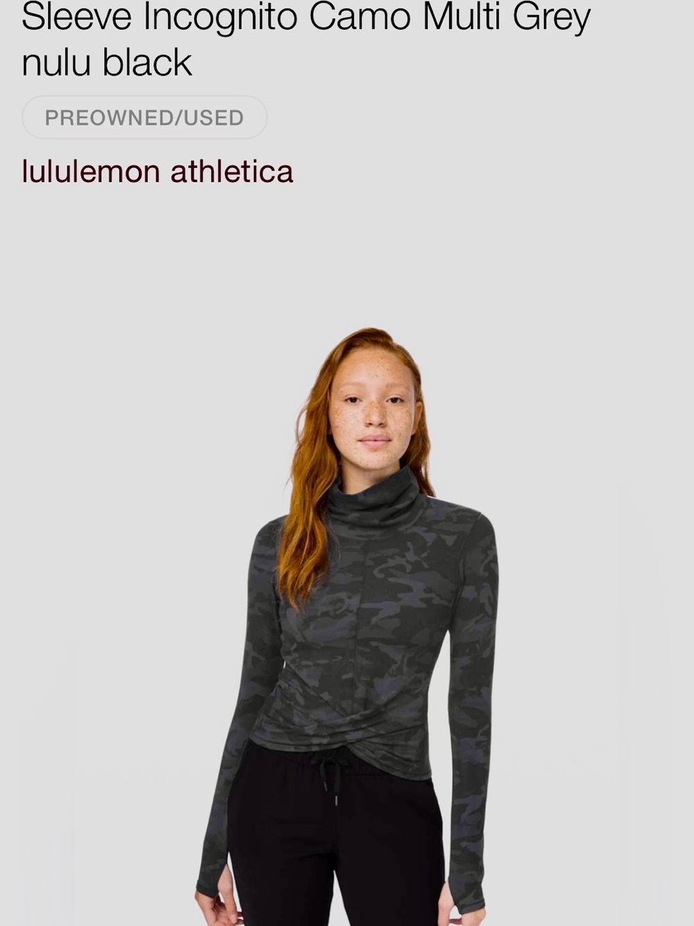 lululemon athletica Incognito Camo Turtleneck Top - Grey/Black